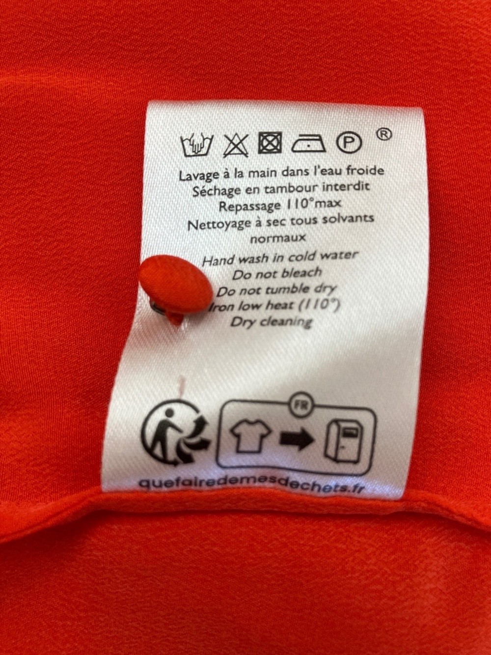 Sezane Chloe Silk Blouse Red US Size 4 Small or France Size 36 - Picture 7 of 7